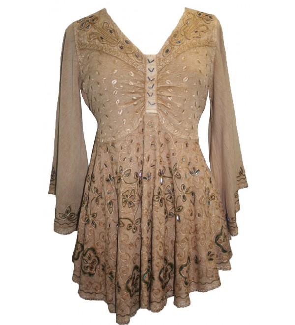 Medieval Butterfly Embroidered Beaded Flare Bell Sleeve Top Blouse ...