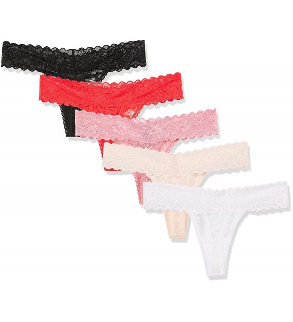 Women's 5 Pack V-Front Lace Thong - Ski Patrol-optic White-scallop ...