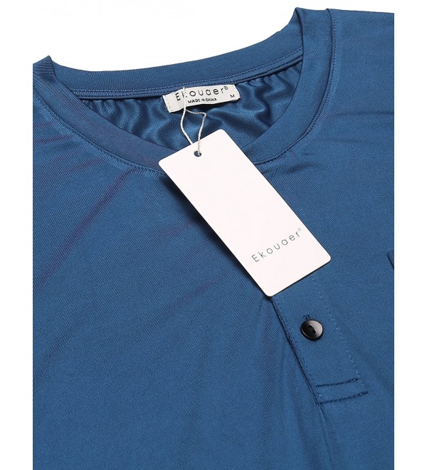 Men's Nightshirts Soft Cotton Big & Tall Long Sleeve Henley Sleep Shirt ...