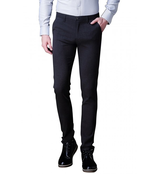 Men's Flat Front Suit Separate Pant Slim Fit Formal Work Pant - 062dark ...