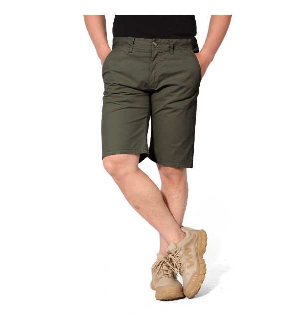 Men's Summer Classic-Fit Casual Solid Outwear Twill Shorts - Army Green ...