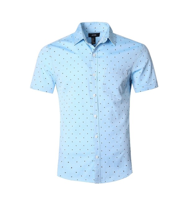 Men's Casual Dress Solid Printing Short Sleeve Fitted Button Down ...