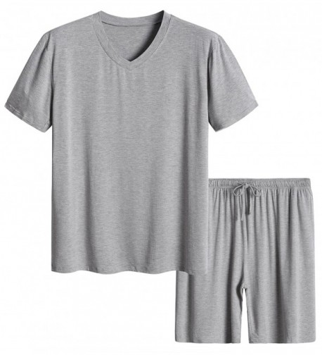 Men's Short Sleeves and Shorts Pajama Set - Light Gray - CR187DXXDHM