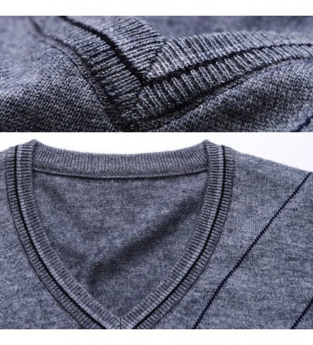 Men's V-Neck Rhombus Knitwear Sweater Vest Waistcoat - Gray - C112MOQO1R7
