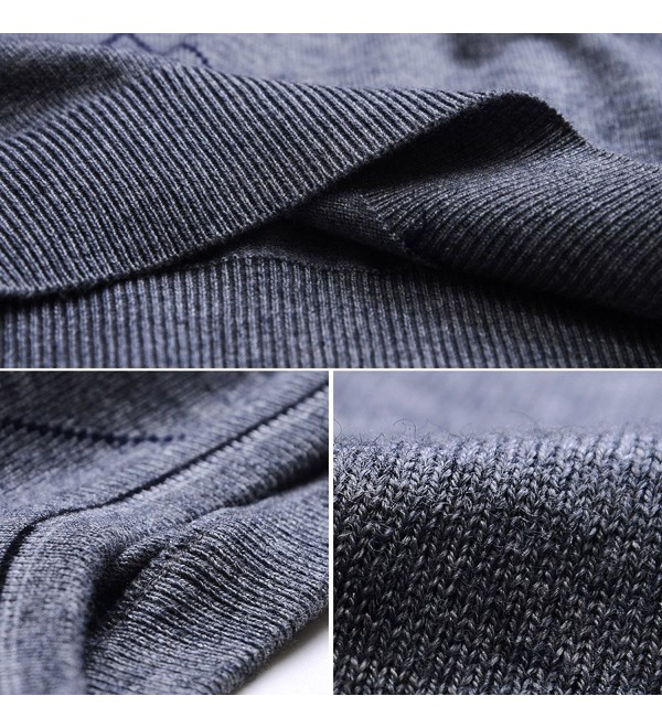 Men's V-Neck Rhombus Knitwear Sweater Vest Waistcoat - Gray - C112MOQO1R7
