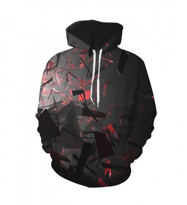 Printed Drawstring Pullover Sweatshirt BlackRed