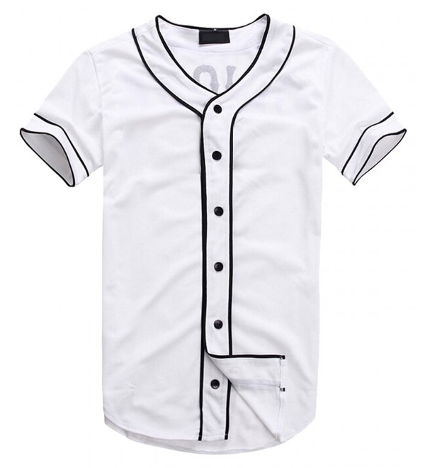 Mens Hipster Hip Hop Baseball V-Neck Short Sleeve T-shirts - White ...