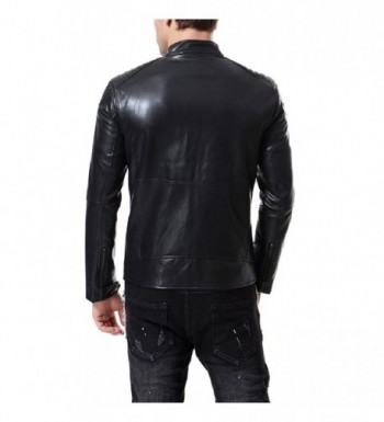 Men's Faux Leather Jacket Multi-Zipper Punk Motorcycle Slim Coat ...