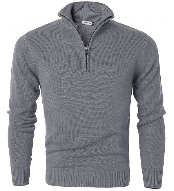 Men's Turtleneck Long Sleeve Pullover Knit Casual Sweater - Light Grey ...