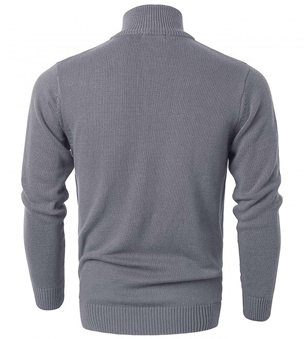 Men's Turtleneck Long Sleeve Pullover Knit Casual Sweater - Light Grey ...