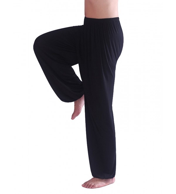 Men's Super Soft Modal Spandex Harem Yoga Pilates Pants - Black ...