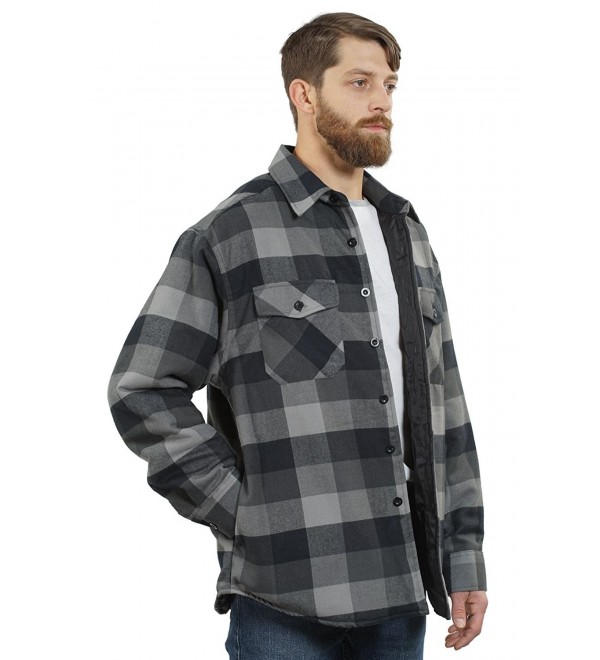 Men's Quilted Lined Long Sleeve Flannel Plaid Button Down Shirt YG2611 ...