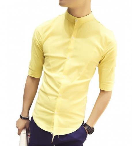 Solid Sleeve Summer Casual Yellow