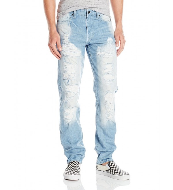 Men's Denim Pants Long With Destructed Ripped and Repaired With Inside ...