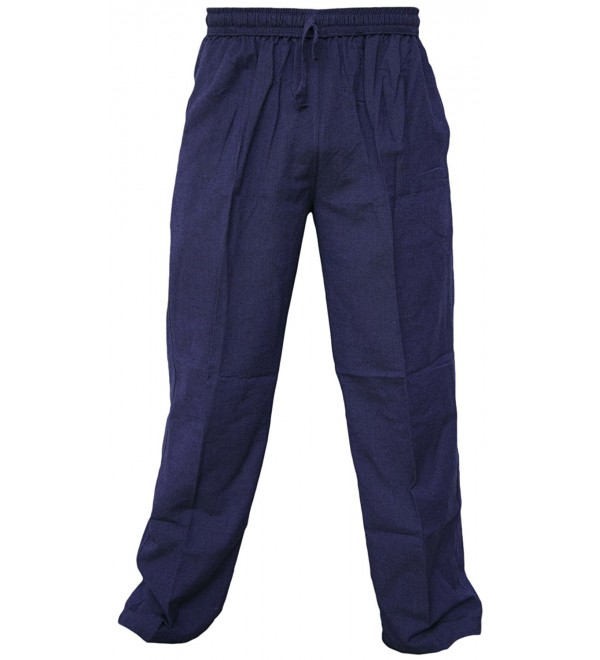 Men's Cotton Hemp Casual Cargo Lounge Trousers - Purple - CS12O4QJA8M