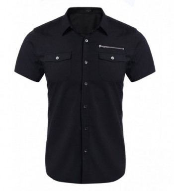 Jinidu Casual Short Sleeve Pocket Button