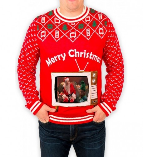 Men's Retro TV Set iPad Tablet Ugly Christmas Sweater in Red - CA17YL030A8