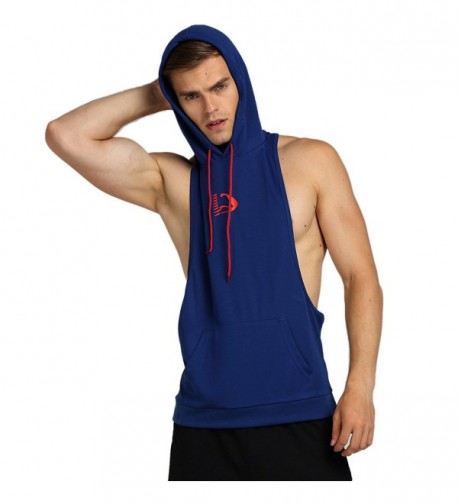 Mens Bodybuilding Stringer Hoodie Gym Tank Top Racerback Hoodie - Dark ...