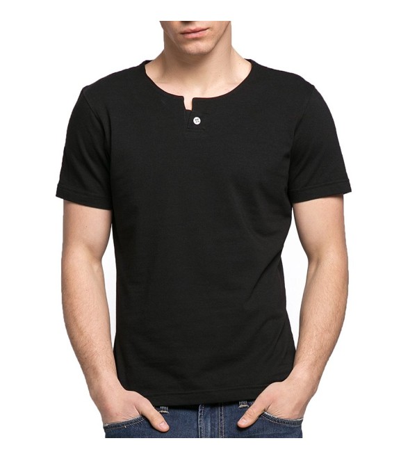 Bamboo Men's Casual Crew Neck Button Tee Short Sleeves T-Shirts-XXL ...