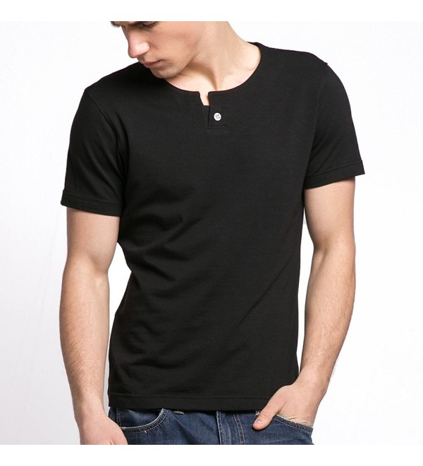Bamboo Men's Casual Crew Neck Button Tee Short Sleeves T-Shirts-XXL ...