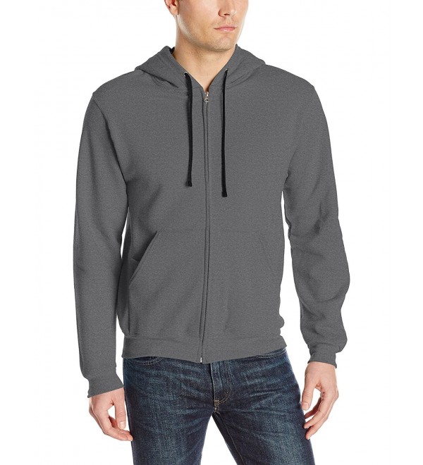 Men's Full-Zip Hooded Sweatshirt - Charcoal Heather - C9129HXZNPT