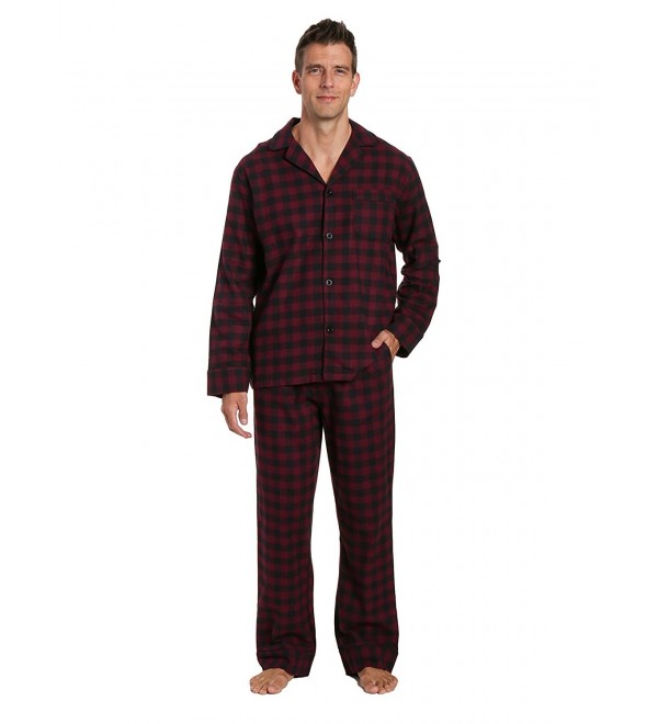 [Box Packaged] Mens Premium 100% Cotton Flannel Pajama Set - Gingham ...