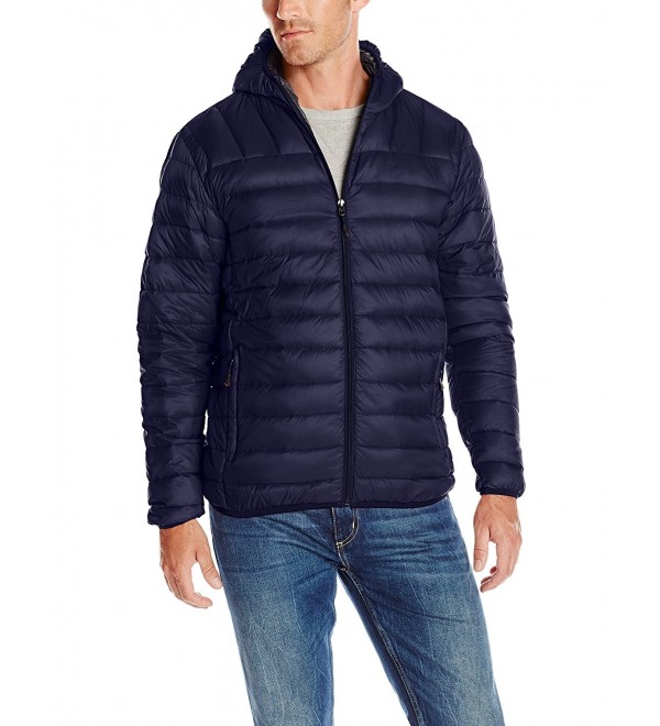 Hawke & Co Men's Hooded Down Puffer Packable Jacket - Medieval Blue ...