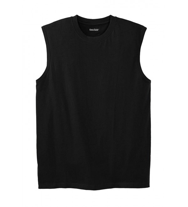 Men's Big & Tall Lightweight Cotton Muscle Shirt - Black - C1116HRIWAB