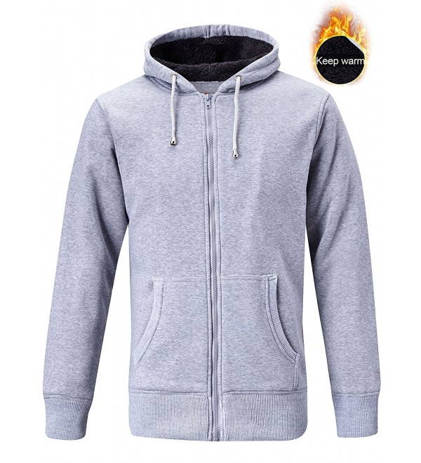 Men's Premium Fleece Full Zip Hoodie Hooded Sweatshirt - Gray - CD1880RR00U