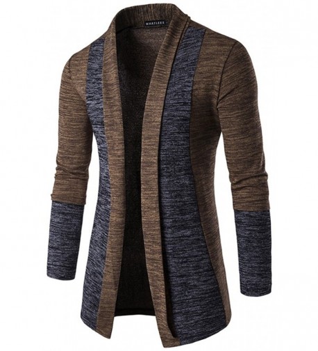Mens Casual Long Open Front Slim Sweater Cardigan - B339-coffee ...