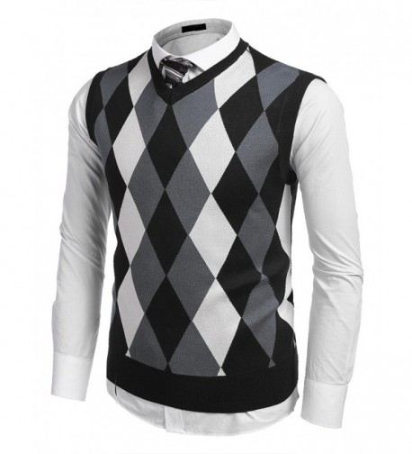 Argyle Sweater V Neck Pullover Fashion