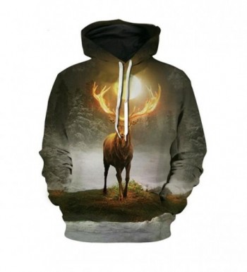 Hakjay Unisex Printed Pullover Sweatshirt Deer XL
