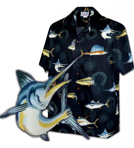 Deep Fishing Mens Tropical Shirt 3934 BLACK 2XL