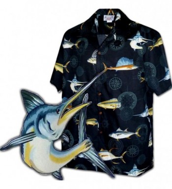 Deep Fishing Mens Tropical Shirt 3934 BLACK 2XL