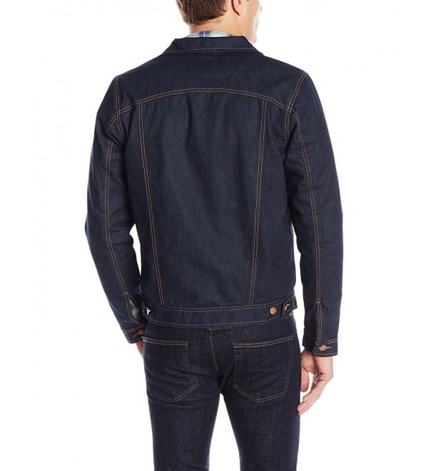 Men's Berber Lined Denim Jacket - Dark Indigo - CJ12N202PZW
