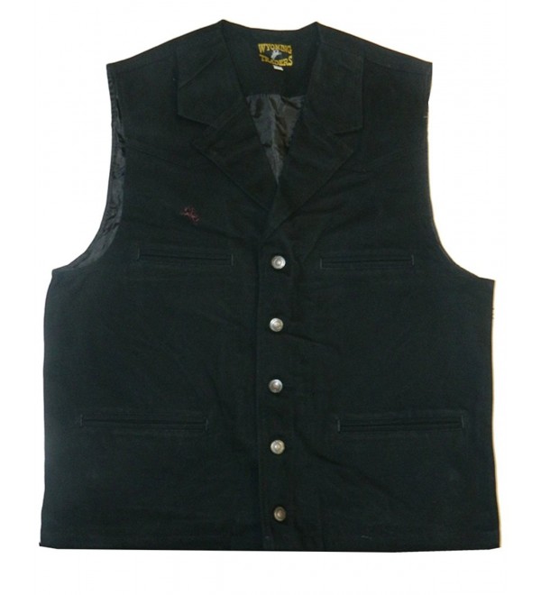 Men's Cotton Canvas Bronco Vest - Black - C911VWRUAIN