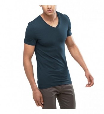 OA Men's Extreme V Neck Muscle Fit T-Shirt With Deep Skinny Cut Tee ...