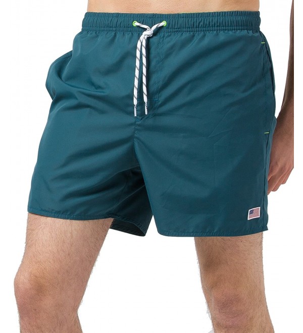 Mens Quick Dry Short American Flag Swim Trunks With Mesh Lining ...