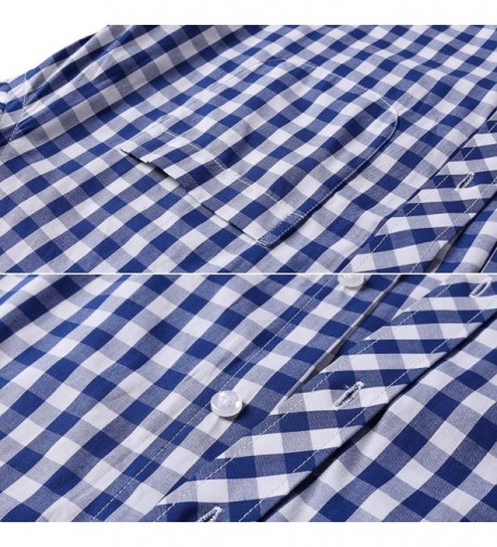 Men's Plaid Shirt- 100% Cotton Slim Fit Casual Botton Down Shirts Long ...