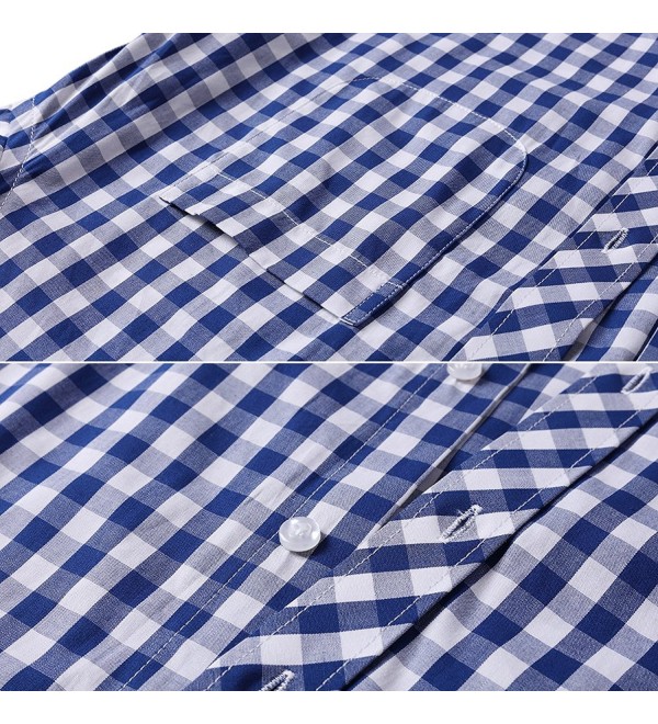 Men's Plaid Shirt- 100% Cotton Slim Fit Casual Botton Down Shirts Long ...