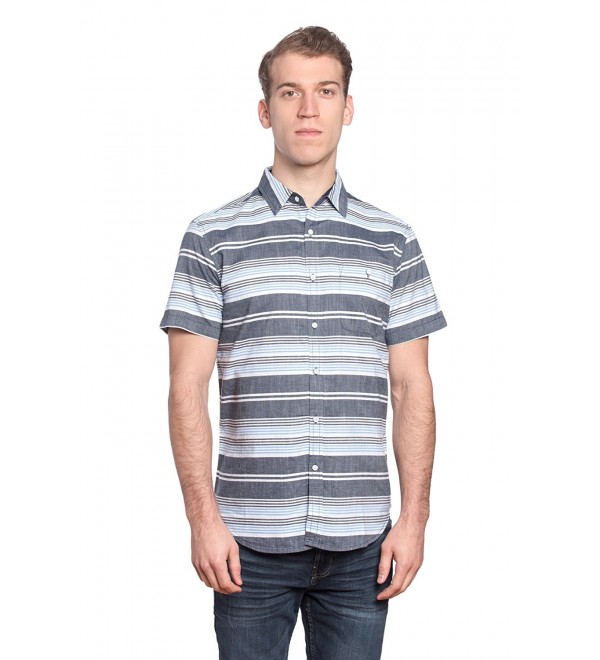 Mens Designer Horizontal Striped Collared Shirt With Chest Pocket ...