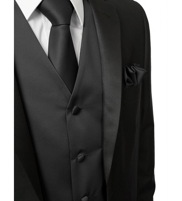 3pc Men's Dress Vest NeckTie Pocket Square Set for Suit or Tuxedo ...
