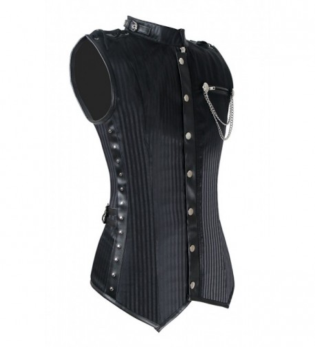 Men's Spiral Steel Boned Victorian Steampunk Gothic Waistcoat Vest ...