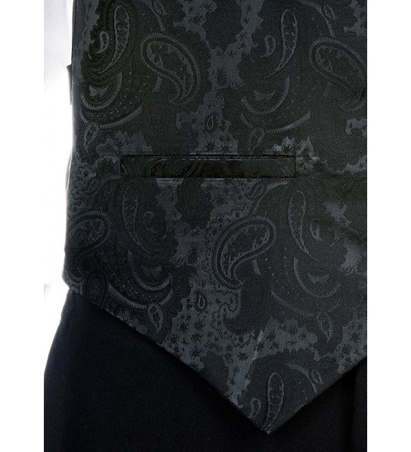 Men's Paisley Textured Woven Vest with Tie- Bow Tie Gift Box Set ...