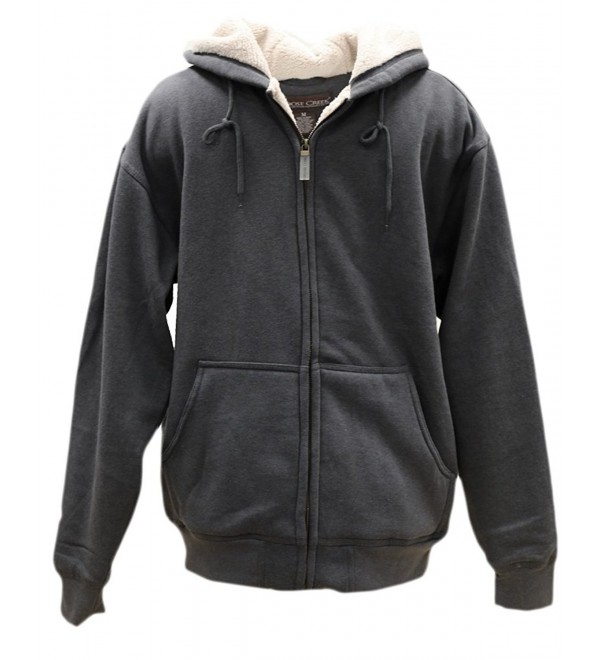 Men's Sherpa Lined Zip Front Relaxed Fit Hoodie - Charcoal - CI12MXQ30SB