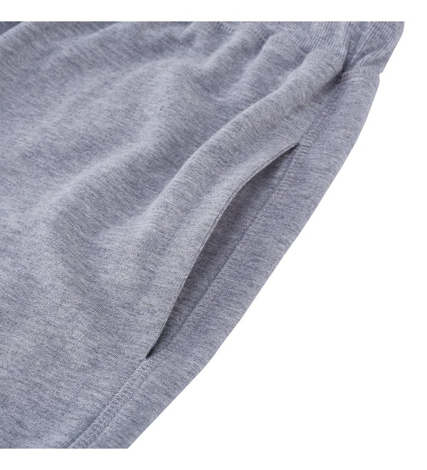 Men's Cotton Casual Elastic Shorts With Pockets - Grey - C717Z5696NY