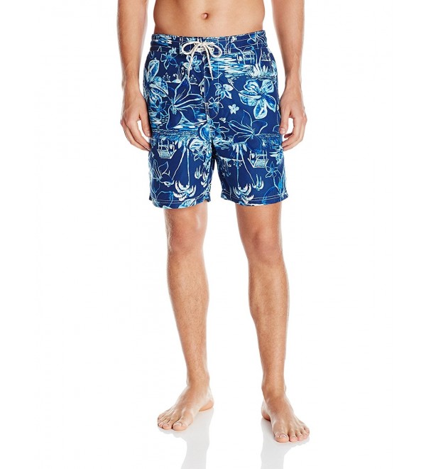 Men's All Over Print E-Board Swim Trunk - Brilliant Blue - C7124HQDREF