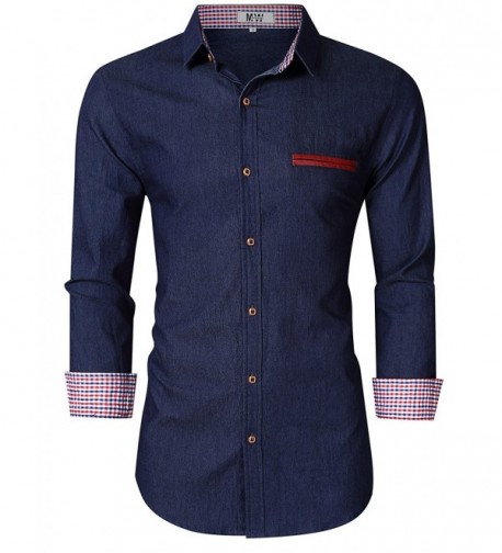 Mens Casual Fit Button Down Shirts Short Sleeve Denim Shirts Dress ...