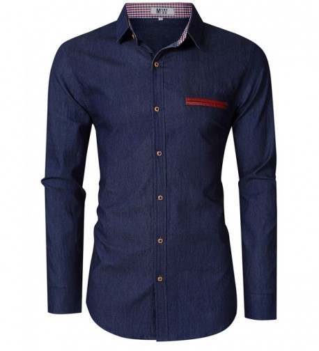 Mens Casual Fit Button Down Shirts Short Sleeve Denim Shirts Dress ...