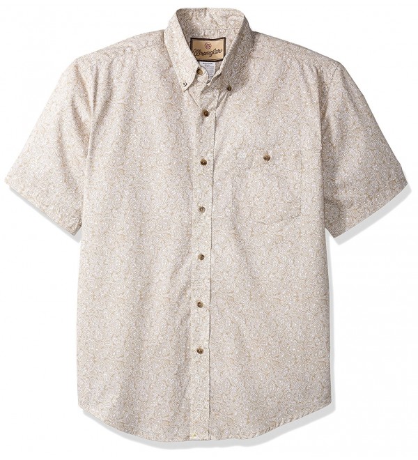 Men's Classic One Pocket Short Sleeve Woven Shirt - Khaki/White ...